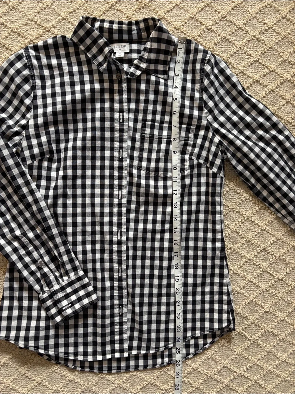 J. Crew Factory Black and White Gingham Button-Down Shirt